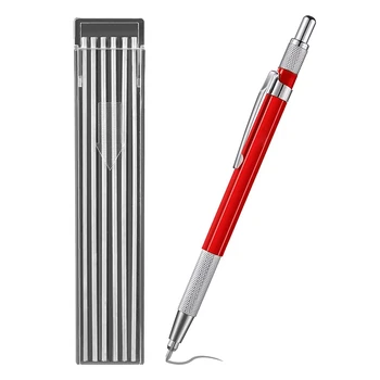 4X רתכים עיפרון עם 48PCS קו הכסף מילוי, מתכת סימון מכני ריתוך עיפרון Pipefitters, ייצור, אדום