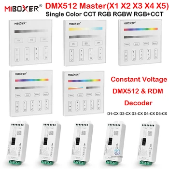 MiBoxer DMX512 מאסטר 86 לוח מגע מפסק בקיר המרוחק קבוע מתח DMX512&RDM מפענח DC12~24V PWM 2.4 G RF שליטה