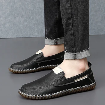 עור גברים רשמי נעלי מותג יוקרה גברים של נעלי שמלה מוקסינים לנשימה להחליק על שחור נהיגה נעלי גודל פלוס 38-47